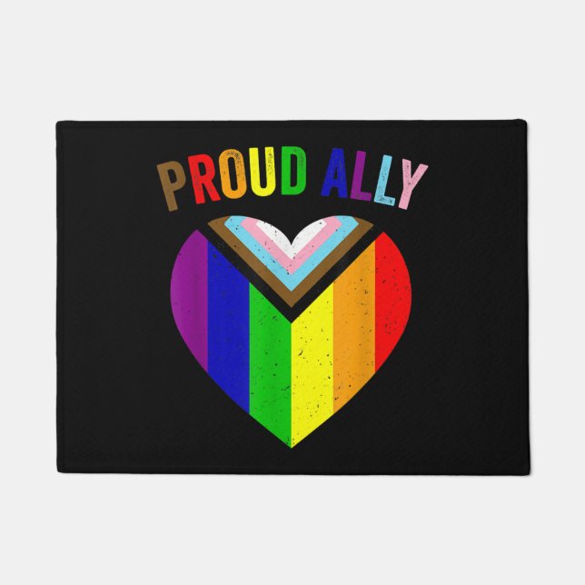Proud Ally LGBTQAI Gay POC Transgender Pride Flag  Doormat (Front)