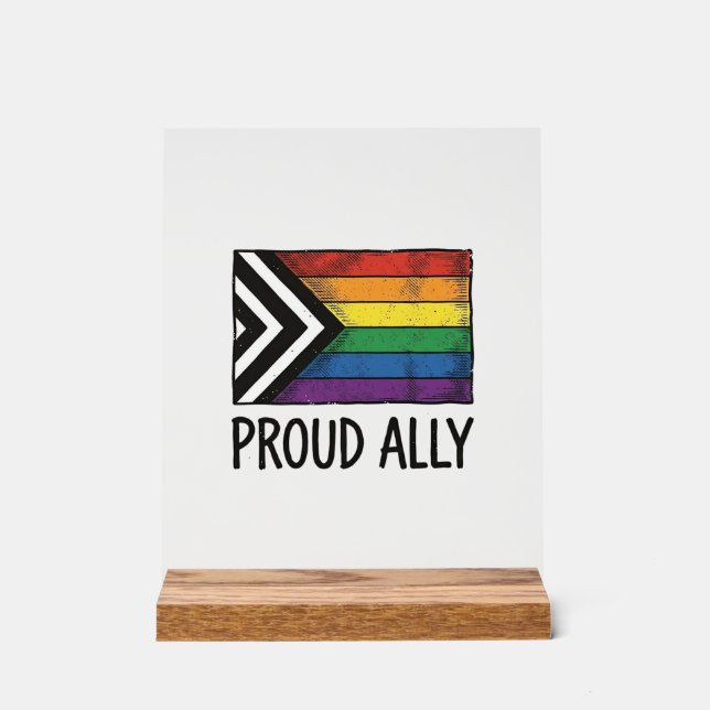 Proud Ally Pride Flag Vector T-Shirt Design_1 Acrylic Sign (Front)