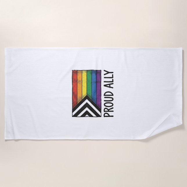 Proud Ally Pride Flag Vector T-Shirt Design_1 Beach Towel (Front)