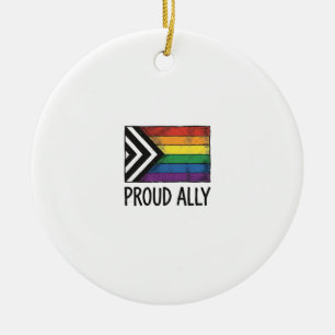 Proud Ally Pride Flag Vector T-Shirt Design_1 Ceramic Tree Decoration