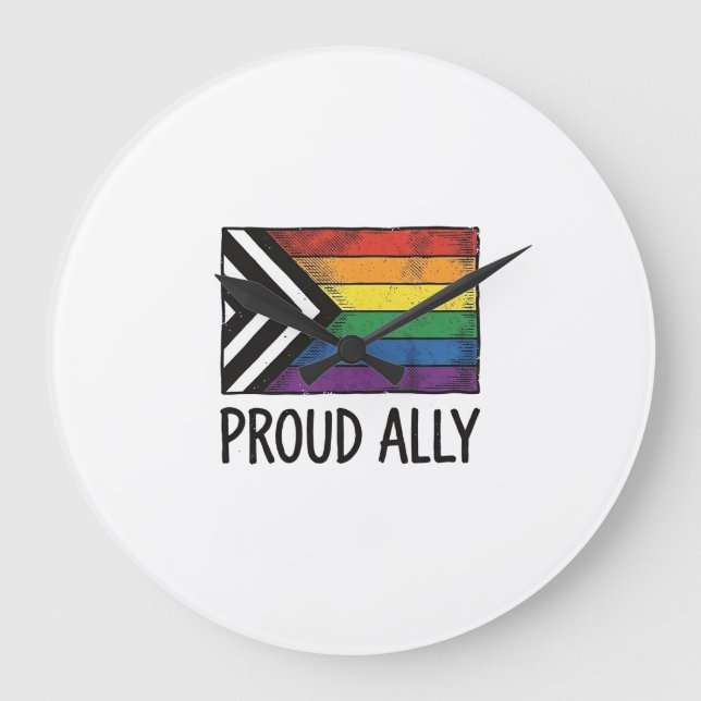 Proud Ally Pride Flag Vector T-Shirt Design_1 Large Clock (Front)