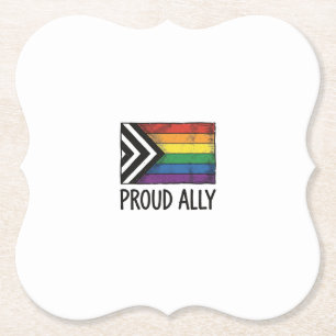 Proud Ally Pride Flag Vector T-Shirt Design_1 Paper Coaster