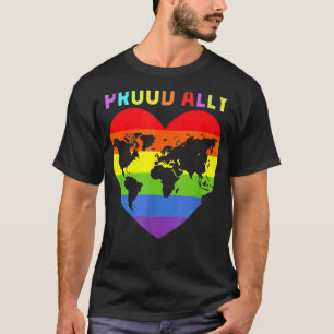 Proud Ally Pride Gay Lgbt Day Month Parade Rainbo T-Shirt