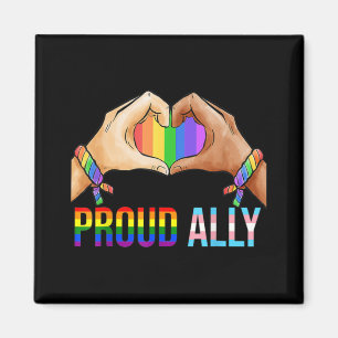 Proud Ally Pride LGBT Transgender Flag Heart Gay L Magnet