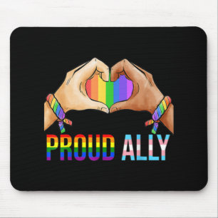 Proud Ally Pride LGBT Transgender Flag Heart Gay L Mouse Mat