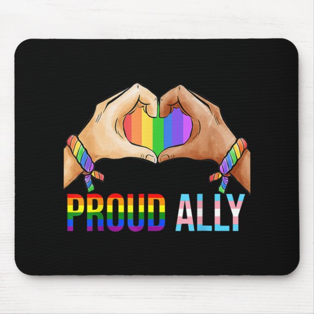 Proud Ally Pride LGBT Transgender Flag Heart Gay L Mouse Mat (Front)