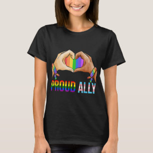 Proud Ally Pride LGBT Transgender Flag Heart Gay L T-Shirt
