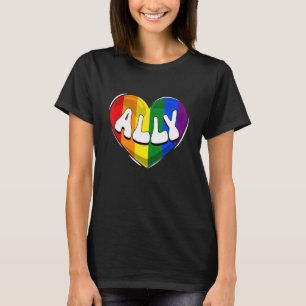 Proud Ally Pride LGBT Transgender Flag Heart Gay L T-Shirt