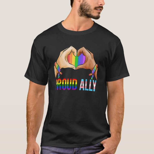 Proud Ally Pride Lgbt Transgender Flag Heart Gay L T-Shirt (Front)