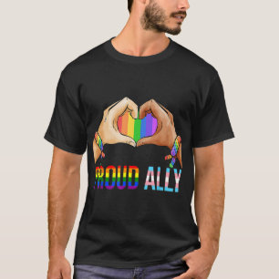 Proud Ally Pride LGBT Transgender Flag Heart Gay L T-Shirt