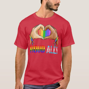 Proud Ally Pride LGBT Transgender Flag Heart Gay L T-Shirt