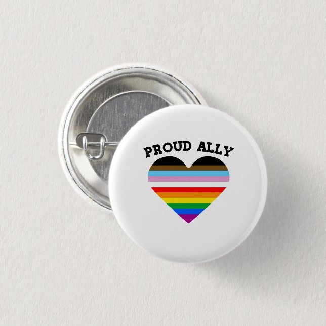 Proud Ally Progress Pride 3 Cm Round Badge (Front & Back)