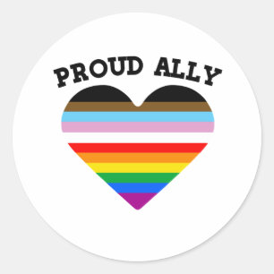 Proud Ally Progress Pride Classic Round Sticker