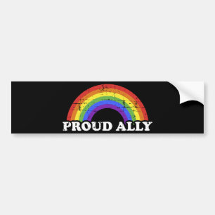 Proud ally rainbow flag gay lesbian pride month bumper sticker