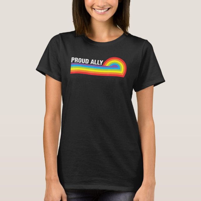 Proud Ally Rainbow Flag Gender Support Gay Pride M T-Shirt (Front)