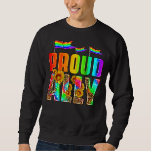 Proud Ally Rainbow Flag Heart Lgbtq Gay And Lesbia Sweatshirt