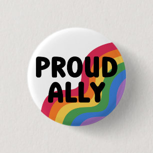 Proud Ally Rainbow Pride Month 3 Cm Round Badge