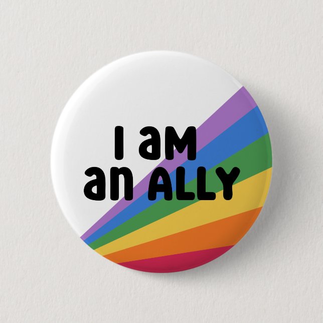 Proud Ally Rainbow Pride Month Button (Front)
