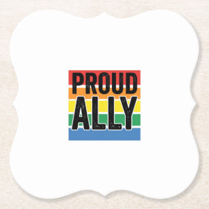 Proud Ally Vintage Pride Support Shirt Design_1 Paper Coaster