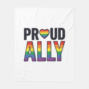 Proud Ally Vintage Rainbow Heart T-Shirt Design_1 Fleece Blanket