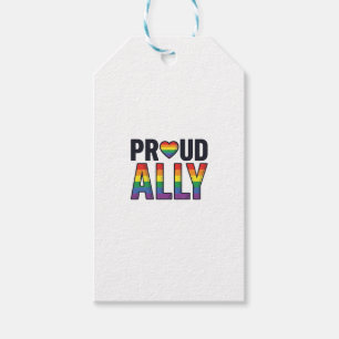 Proud Ally Vintage Rainbow Heart T-Shirt Design_1 Gift Tags