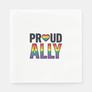 Proud Ally Vintage Rainbow Heart T-Shirt Design_1 Napkin