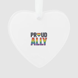 Proud Ally Vintage Rainbow Heart T-Shirt Design_1 Ornament
