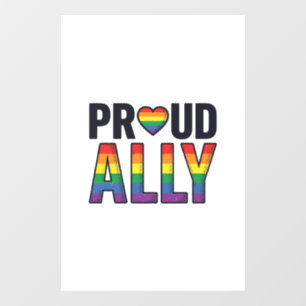 Proud Ally Vintage Rainbow Heart T-Shirt Design_1 Window Cling