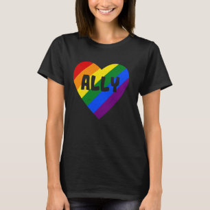Proud Ally Vintage Retro Rainbow Heart Pride LGBTQ T-Shirt