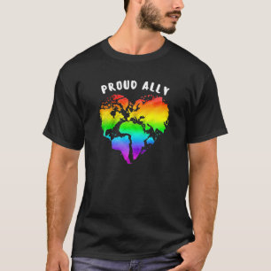 Proud Ally World LGBT Rainbow Flag Gay Pride Month T-Shirt