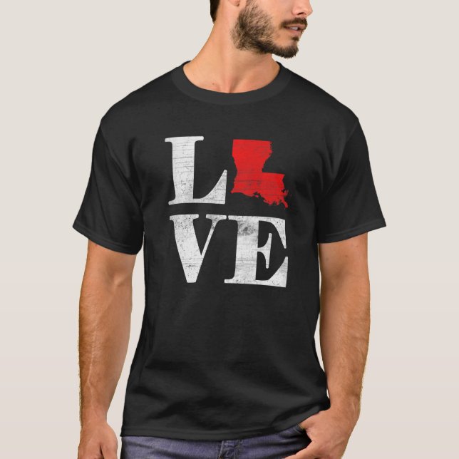 Proud America Citizen State Flag Land Map Love Lou T-Shirt (Front)