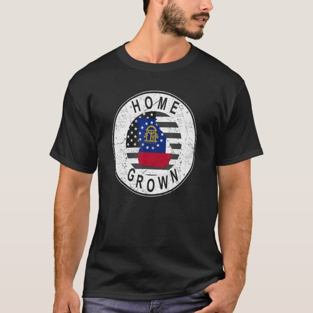 Proud America State Flag Us Home Grown Georgia T-Shirt (Front)