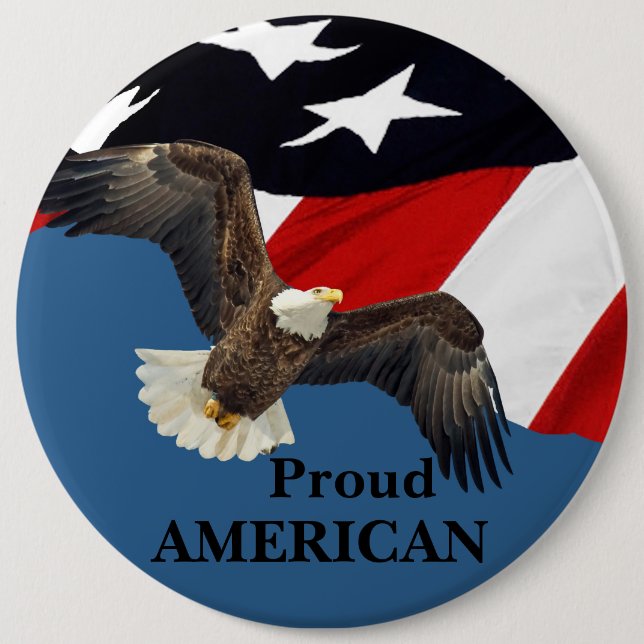 Proud American 6 Cm Round Badge (Front)
