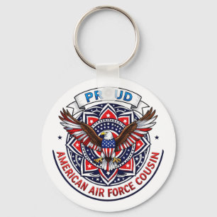 Proud American Air Force Cousin Key Ring