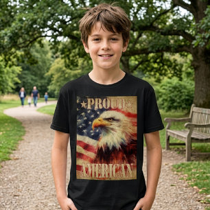 Proud American. Bald Eagle and United States Flag T-Shirt