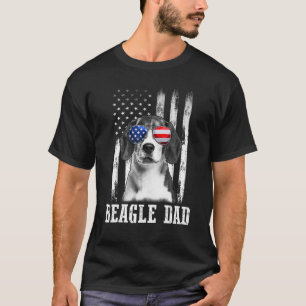 Proud American Beagle Flag Dog Dad Mum T-Shirt