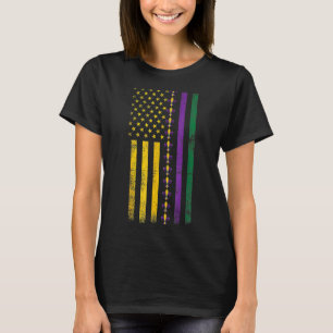 Proud American Carnival Masquerade USA Flag Mardi  T-Shirt