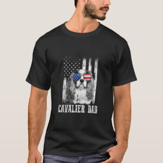 Proud American Cavalier Flag Funny Dog Dad Mum Tan T-Shirt