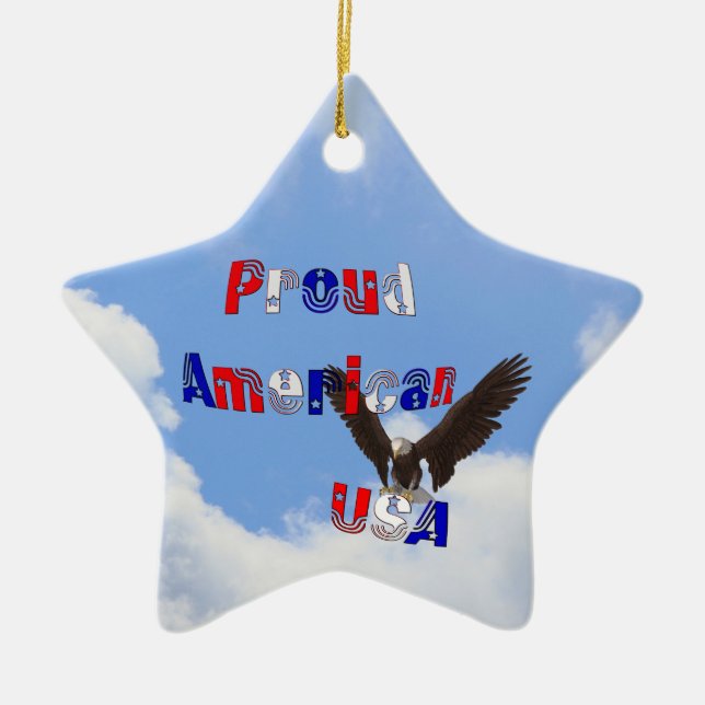 Proud American Eagle Patriotic Ornament (Front)