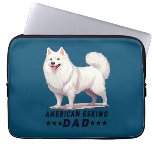 Proud American Eskimo Dad Dog Lover Laptop Sleeve