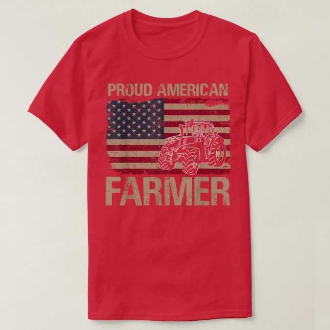 Proud American Farmer USA Flag Patriotic Farming G T-Shirt (Design Front)