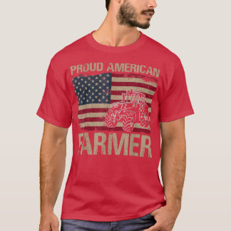 Proud American Farmer USA Flag Patriotic Farming G T-Shirt