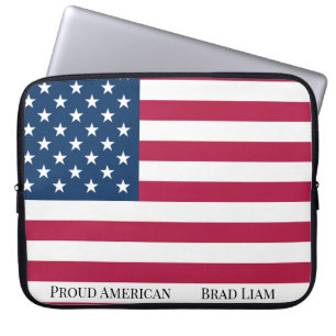 Proud American Flag Patriotic USA Laptop Sleeve