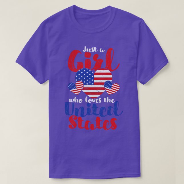 Proud American Girls US Flag Heart Freedom USA Lov T-Shirt (Design Front)