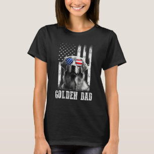 Proud American Golden retriever Flag  Dog Dad Mom T-Shirt