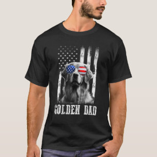 Proud American Golden retriever Flag Dog Dad Mum T-Shirt