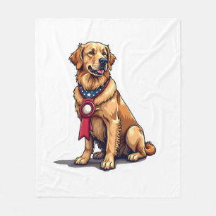 Proud American Golden Retriever Vintage Tee 4 Fleece Blanket