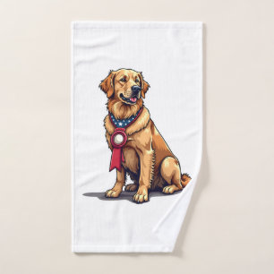 Proud American Golden Retriever Vintage Tee 4 Hand Towel