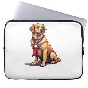 Proud American Golden Retriever Vintage Tee 4 Laptop Sleeve
