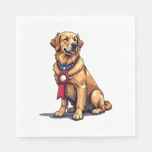 Proud American Golden Retriever Vintage Tee 4 Napkin